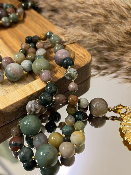 Mala « Harmonie Indienne » - ANCRAGE - ÉQUILIBRE - INTUITION - Agate indienne