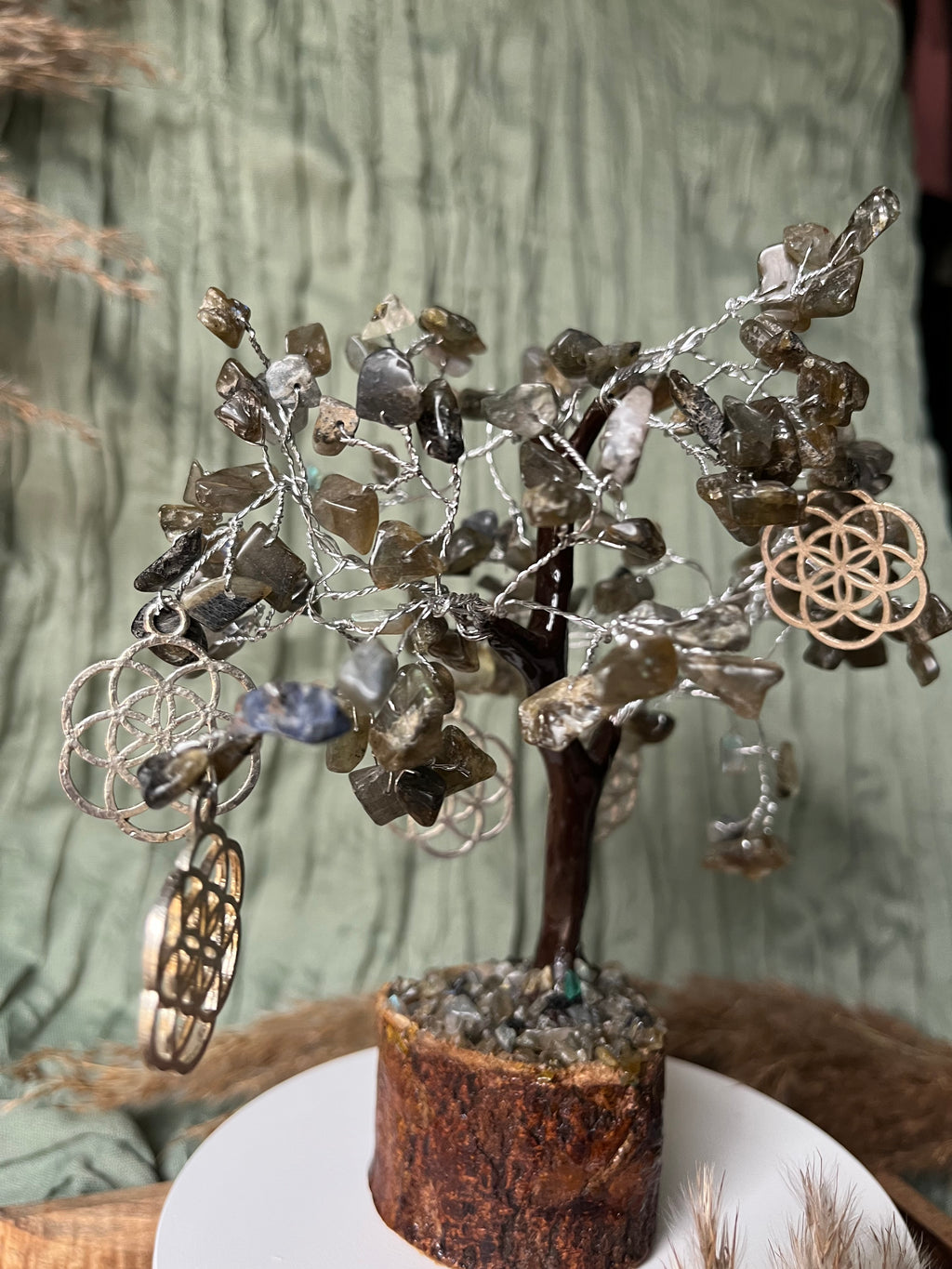 Arbre du Bonheur - PROTECTION - INTUITION - ÉLÉVATION INTÉRIEURE - Labradorite & Grains de vie