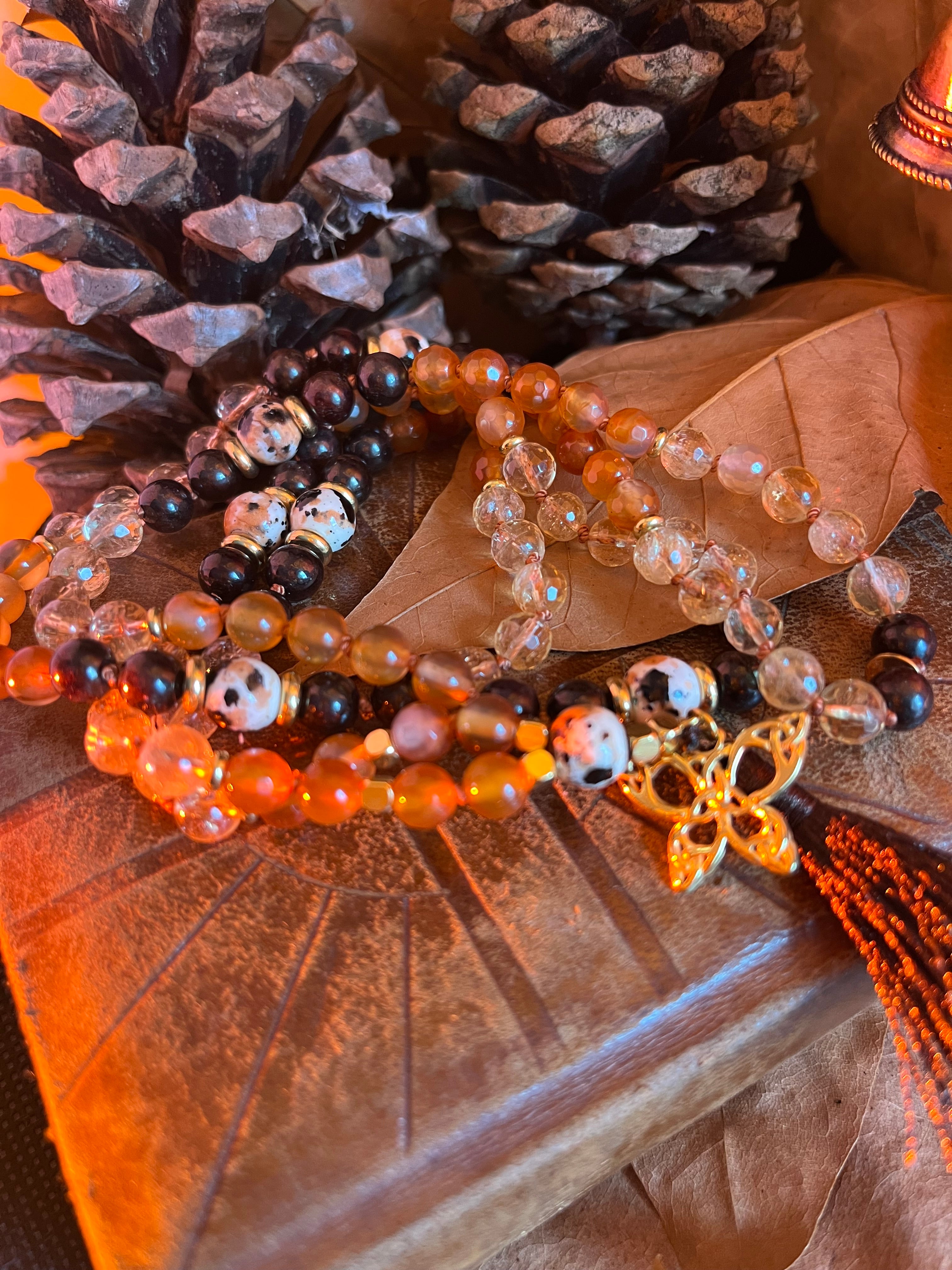 Mala "Renaissance" - ÉLAN - CRÉATION - RENOUVEAU - Grenat - Cornaline - Citrine