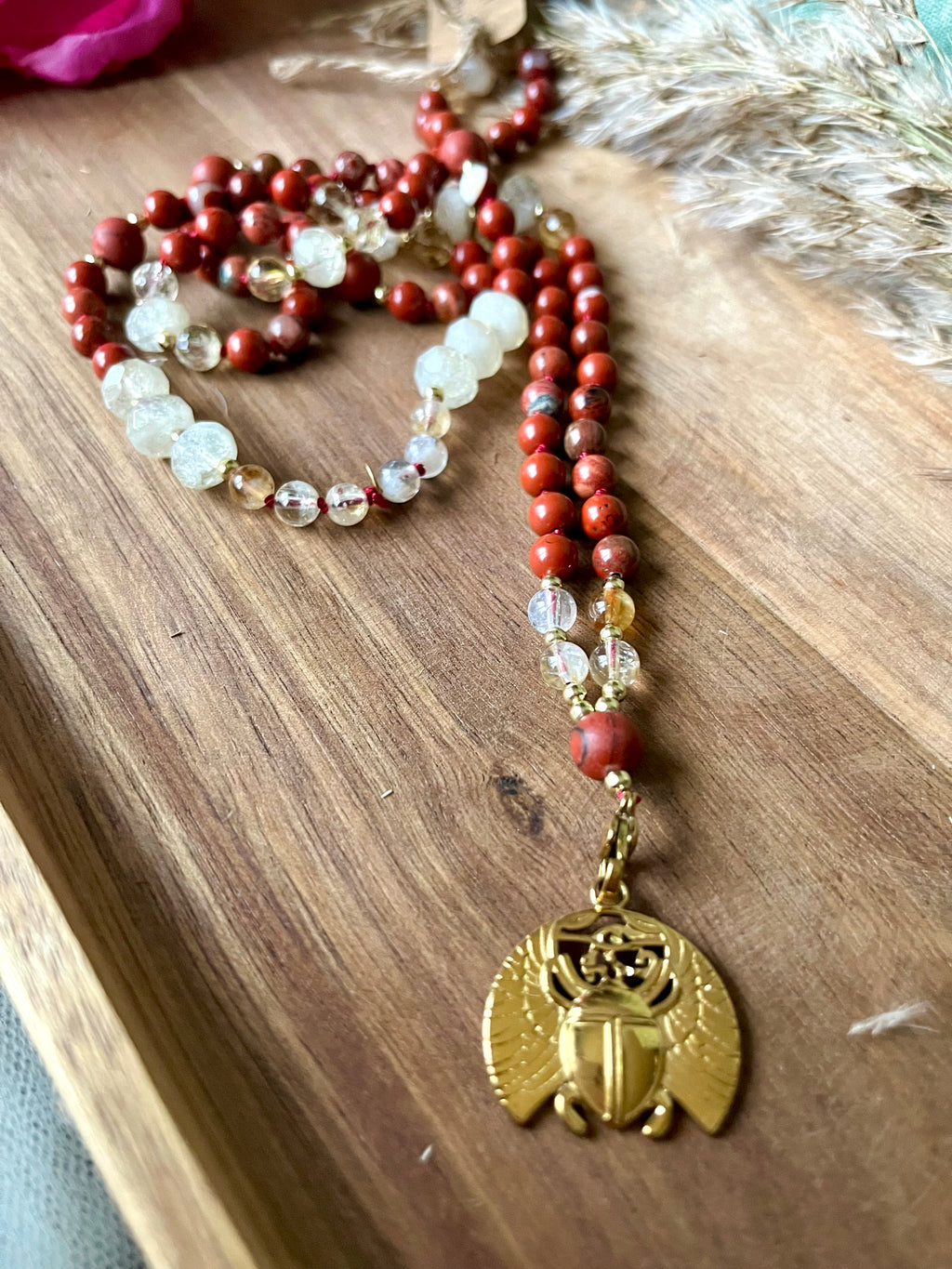 Mala « Souffle Vital » - ÉNERGIE - ANCRAGE - ÉLAN - Jaspe rouge - Citrine