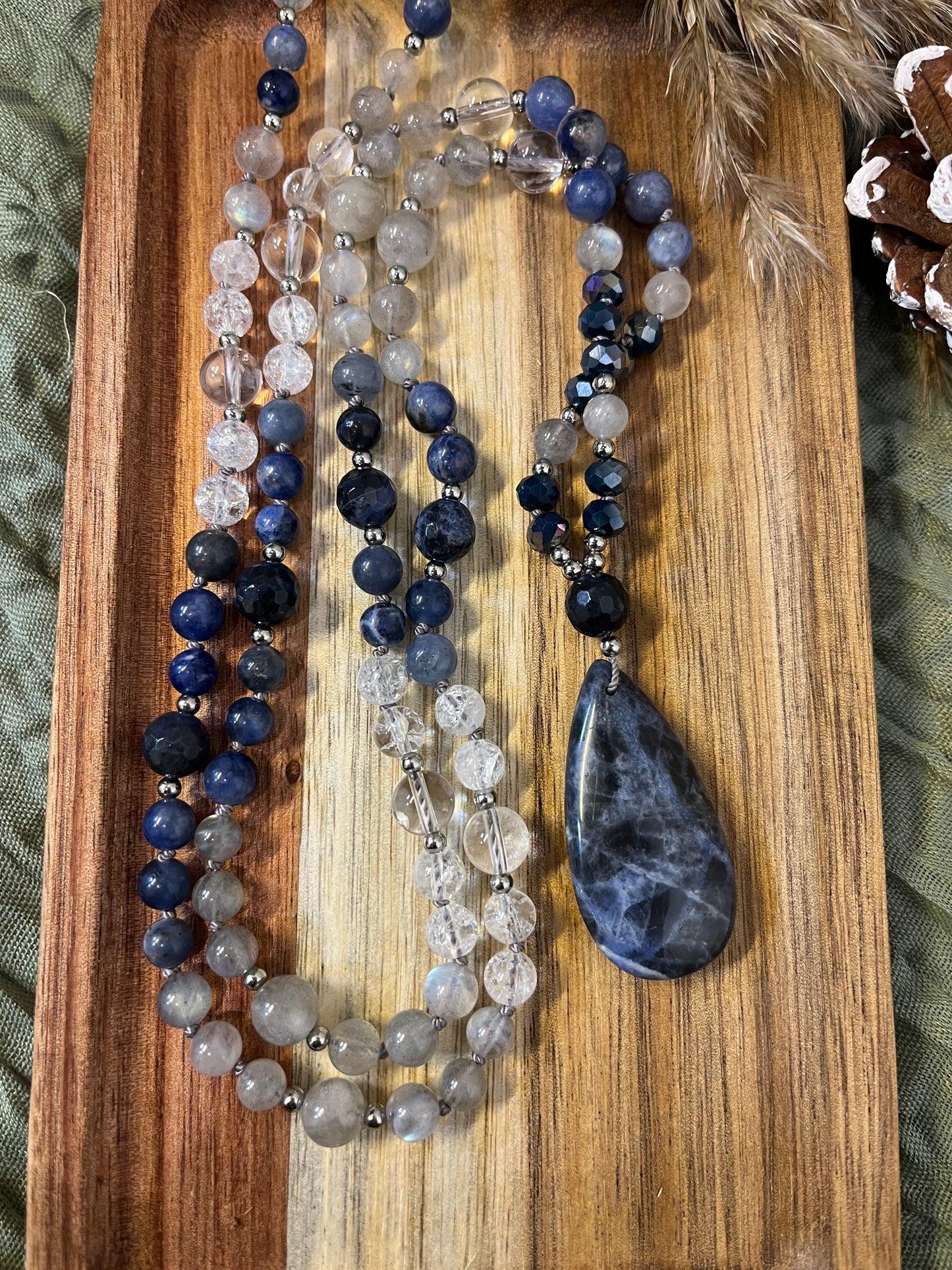 Mala « Gardien Bleu » - GUIDANCE - PROTECTION - CLARTÉ - Sodalite - Labradorite - Cristal de roche