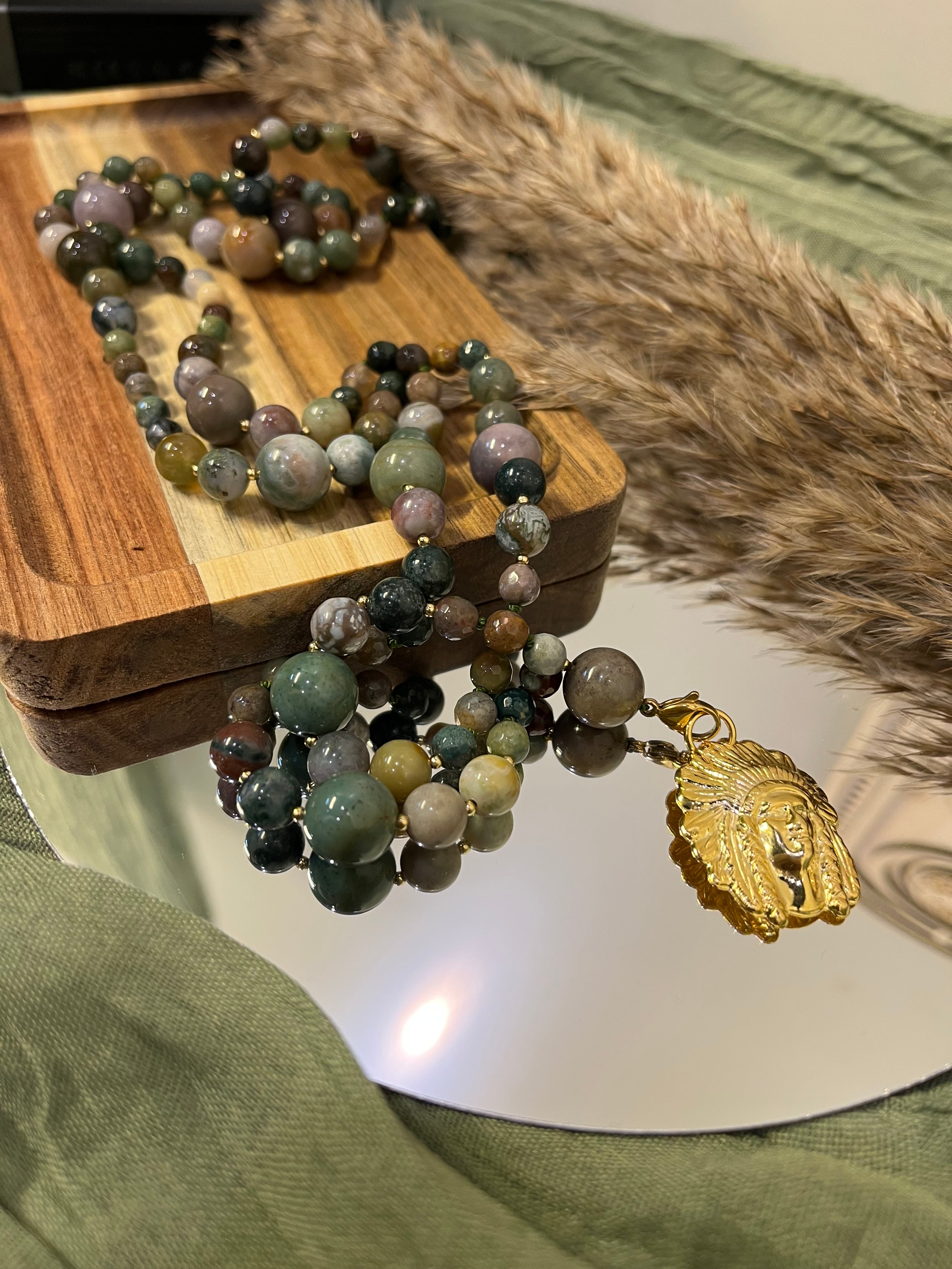 Mala « Harmonie Indienne » - ANCRAGE - ÉQUILIBRE - INTUITION - Agate indienne