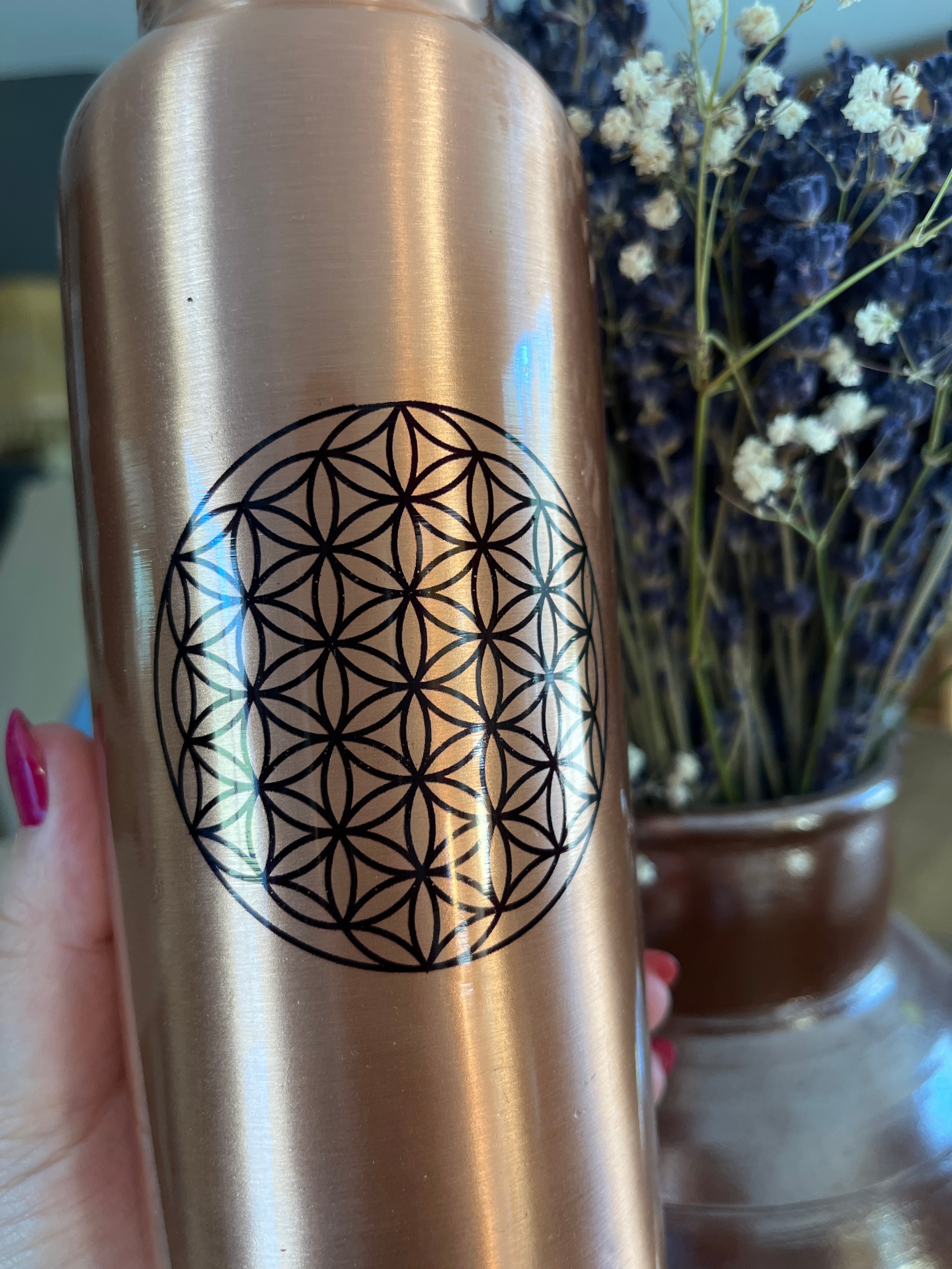 Bouteille en cuivre - Fleur de vie