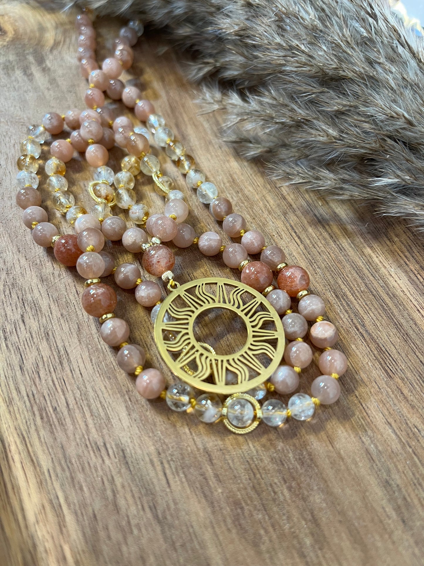 Mala « Lumière dorée » - RAYONNEMENT - VITALITÉ - ABONDANCE - Pierre de soleil - Citrine