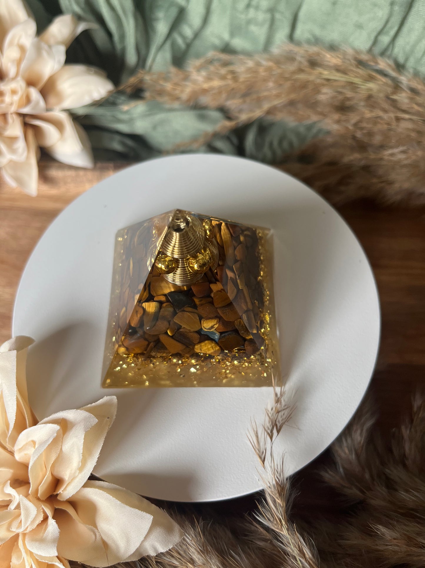 Orgonite - FORCE - PROTECTION - CONFIANCE - Œil de Tigre - Cercle magique