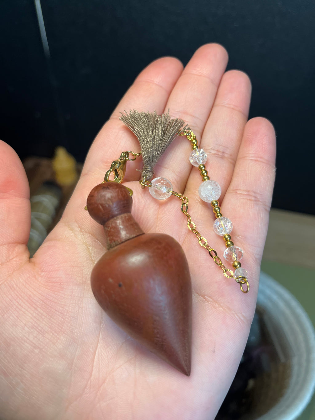 PENDULE - CRISTAL DE ROCHE - BOIS