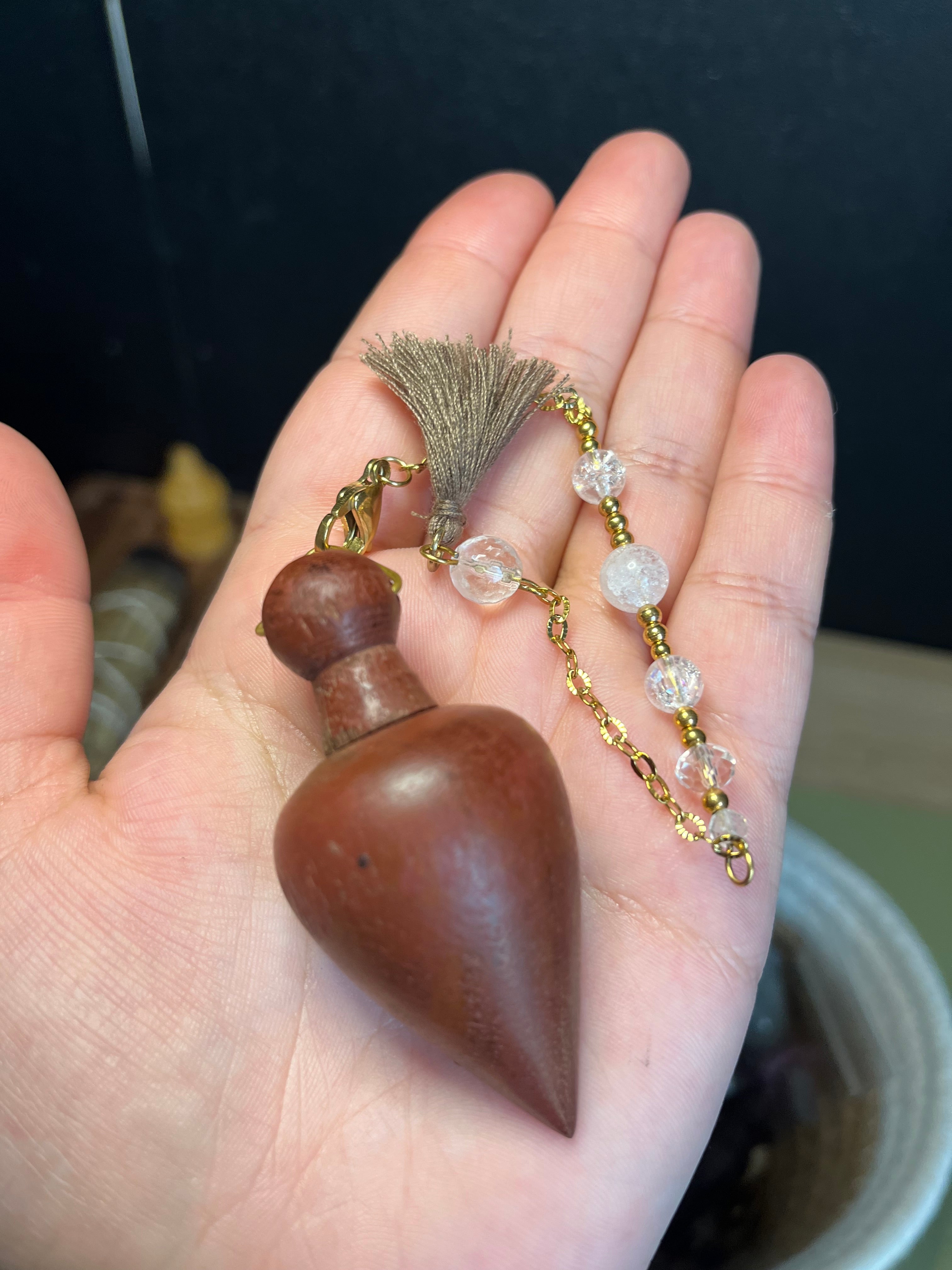 PENDULE - CRISTAL DE ROCHE - BOIS