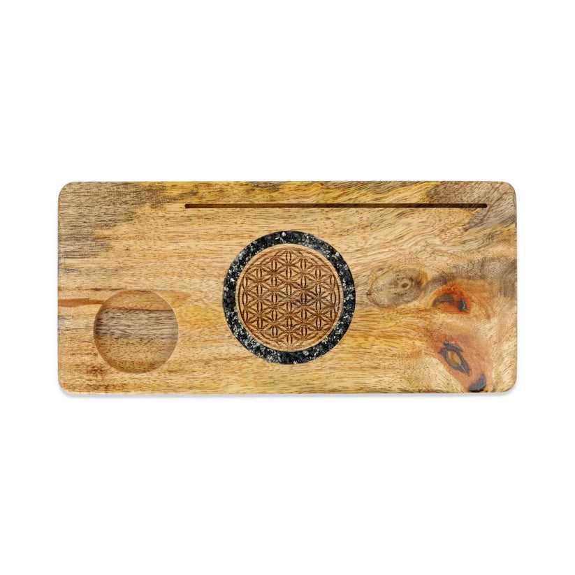 Porte-cartes - Fleur de vie tourmaline & Pyrite