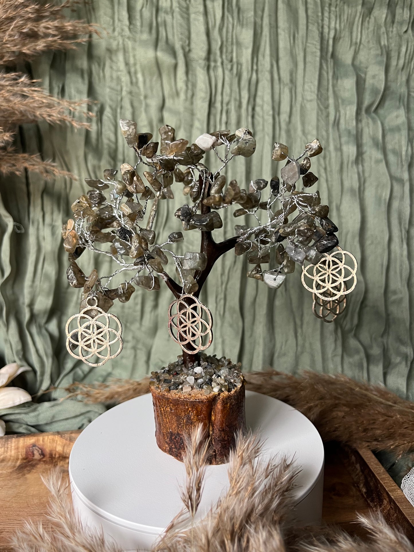 Arbre du Bonheur - PROTECTION - INTUITION - ÉLÉVATION INTÉRIEURE - Labradorite & Grains de vie