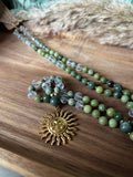 Mala « Souffle de Gaïa » - HARMONIE - RENOUVEAU - ANCRAGE - Jade verte - Agate mousse - Serpentine