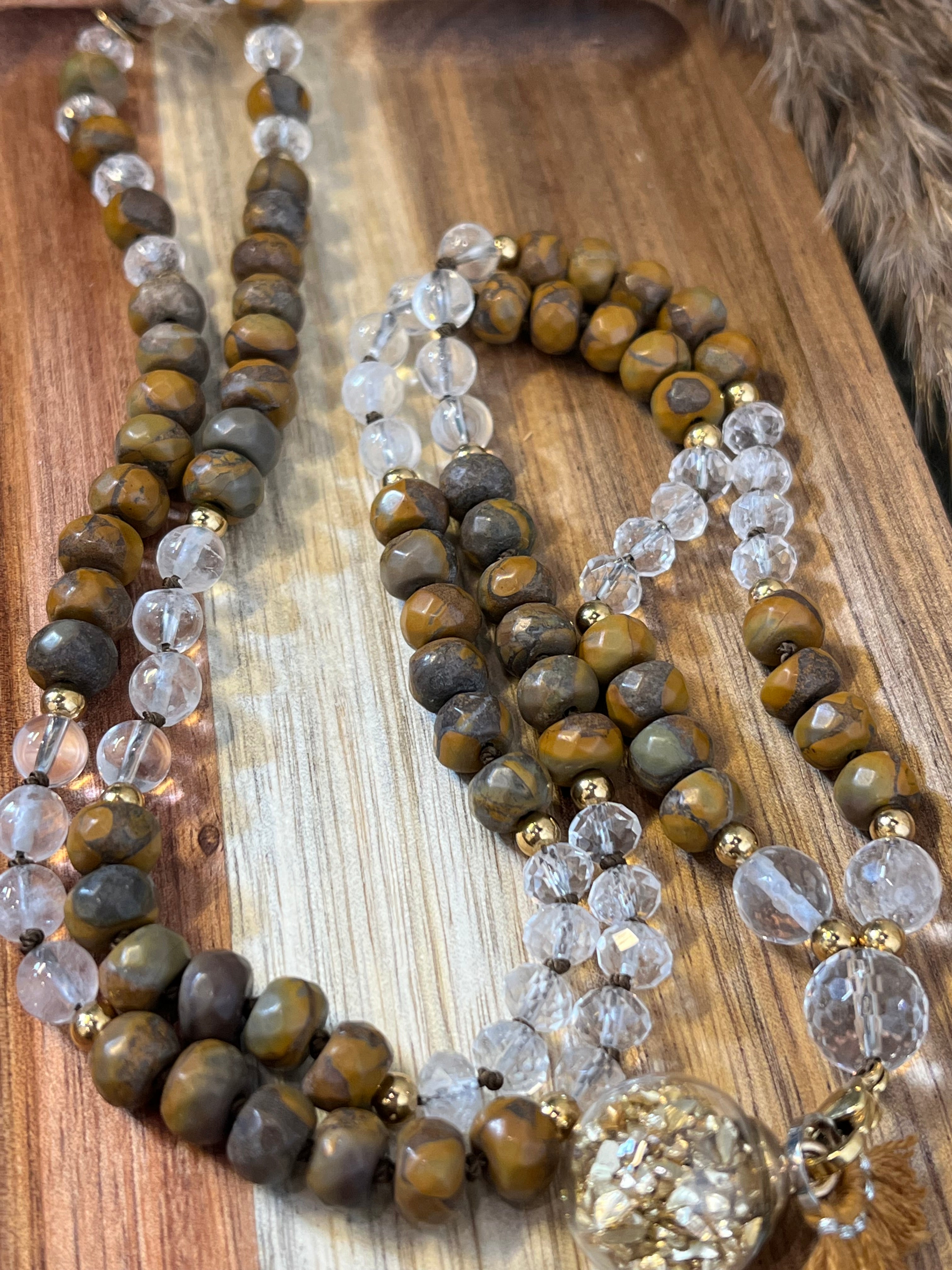 Mala “Souffle de Bambou” - SOUPLESSE - ALIGNEMENT - CROISSANCE - Agate Feuille de Bambou • Cristal de roche