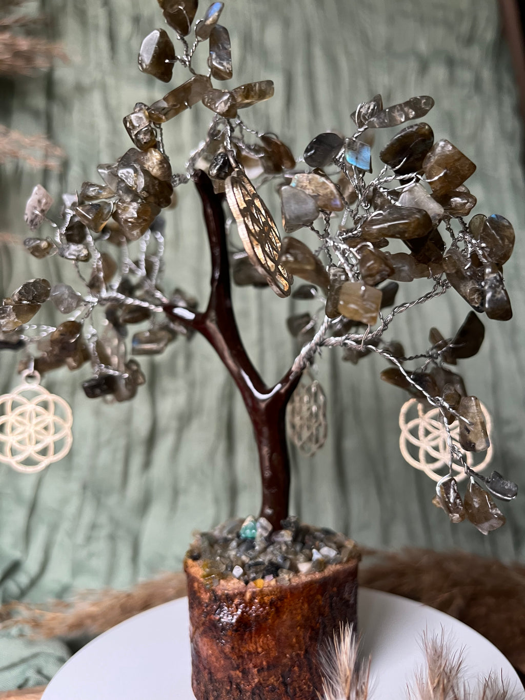 Arbre du Bonheur - PROTECTION - INTUITION - ÉLÉVATION INTÉRIEURE - Labradorite & Grains de vie