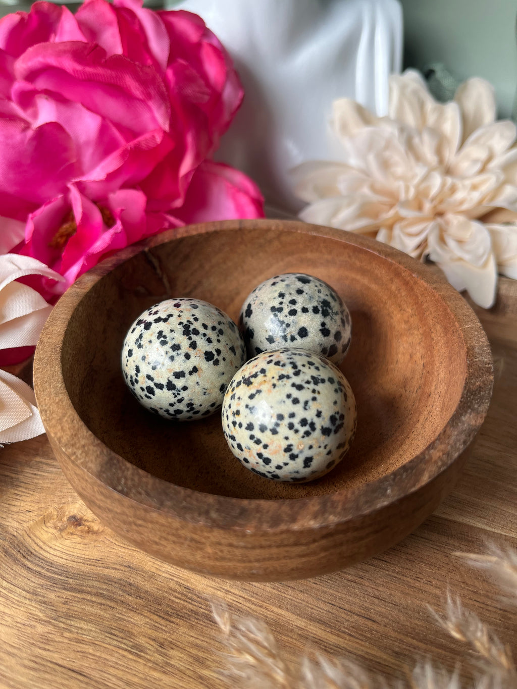 Sphère en Jaspe Dalmatien - JOIE - ANCRAGE - PROTECTION DOUCE