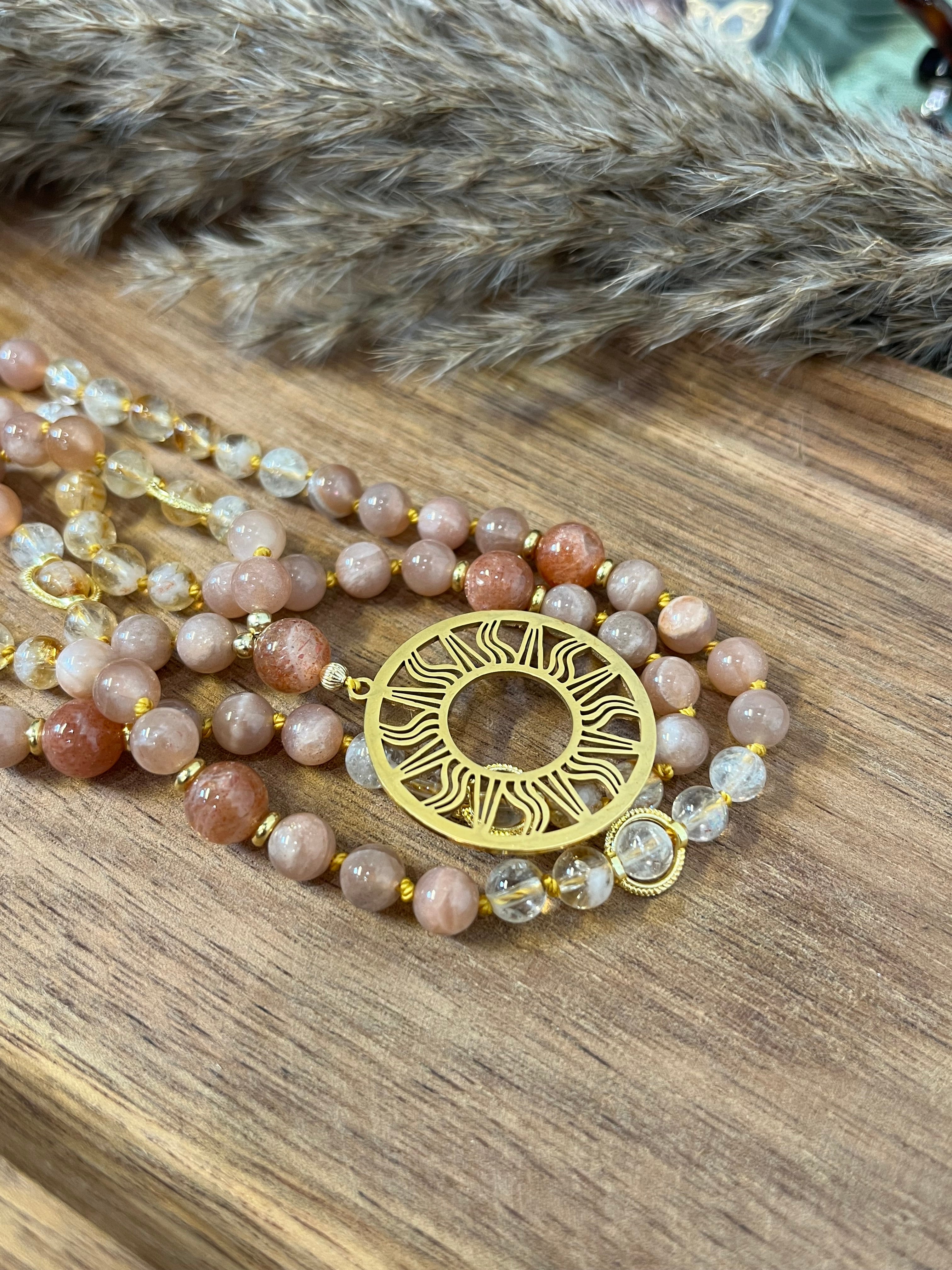 Mala « Lumière dorée » - RAYONNEMENT - VITALITÉ - ABONDANCE - Pierre de soleil - Citrine