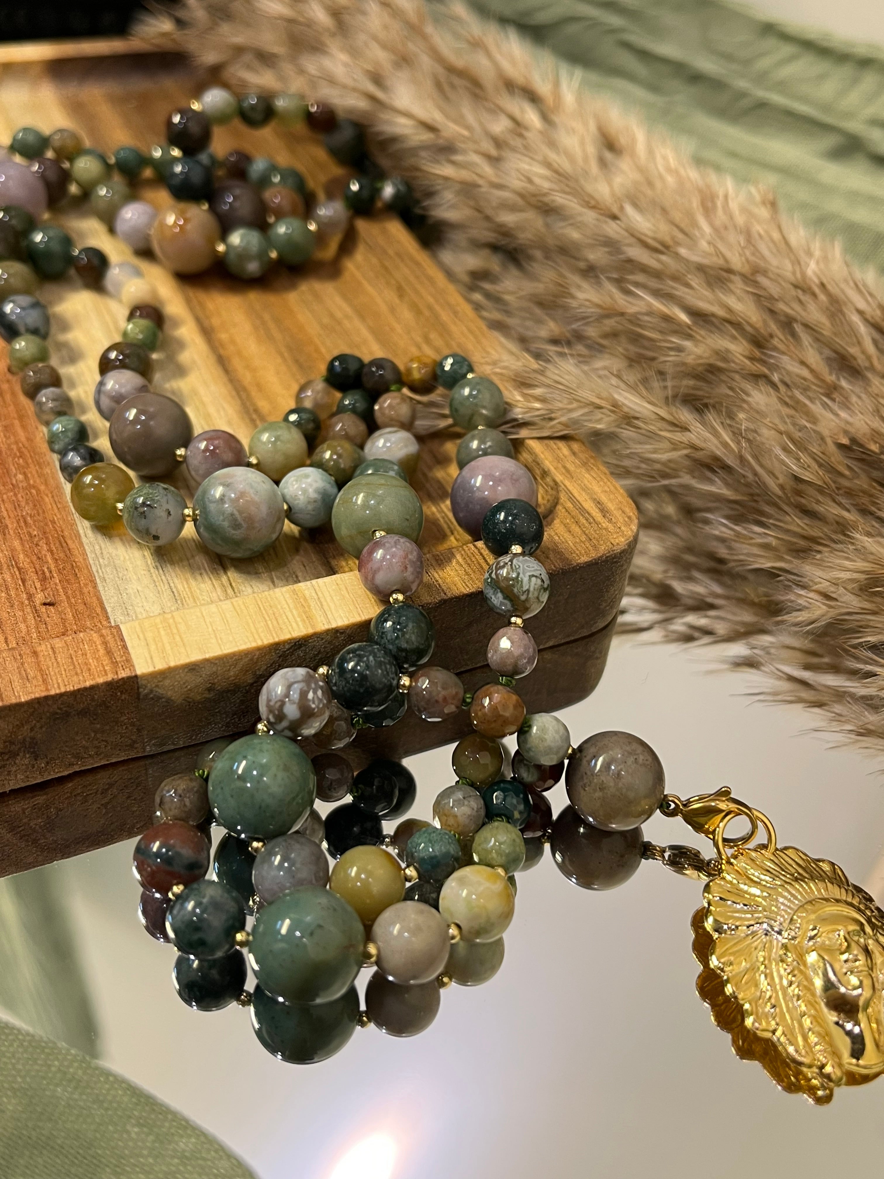 Mala « Harmonie Indienne » - ANCRAGE - ÉQUILIBRE - INTUITION - Agate indienne