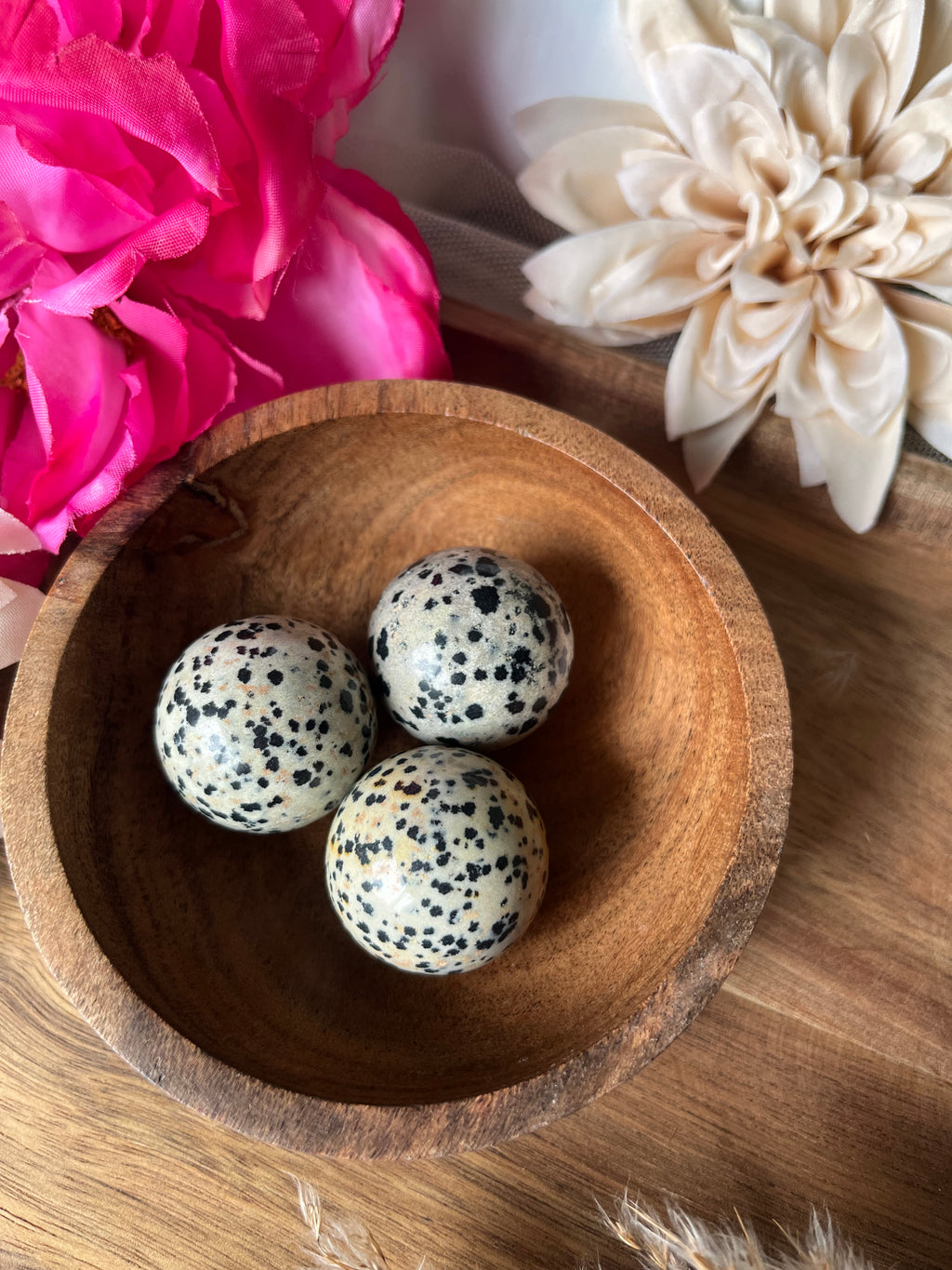 Sphère en Jaspe Dalmatien - JOIE - ANCRAGE - PROTECTION DOUCE