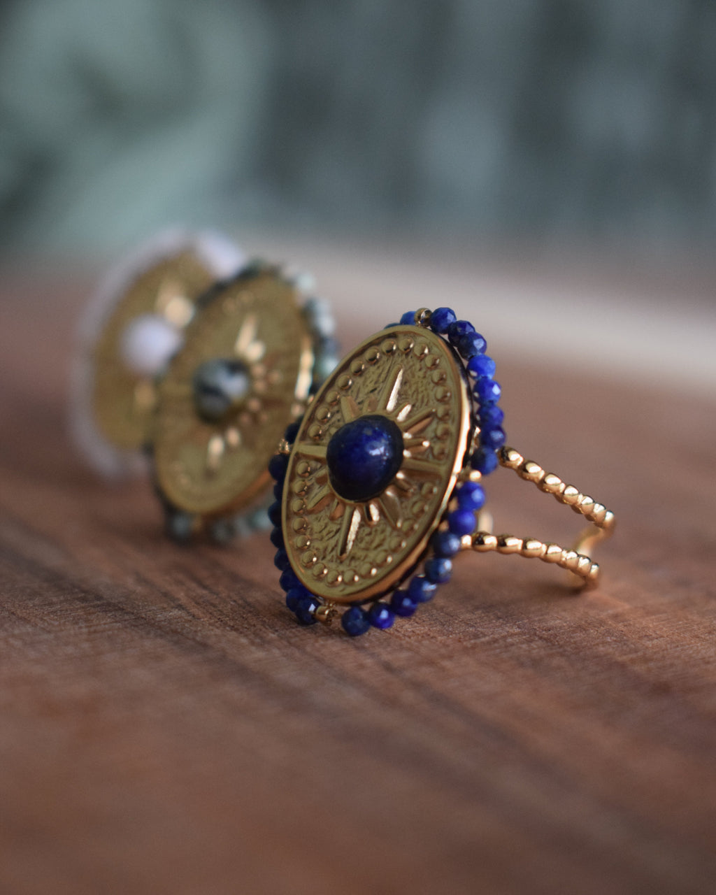 Bague en pierres naturelles - Acier inoxydable