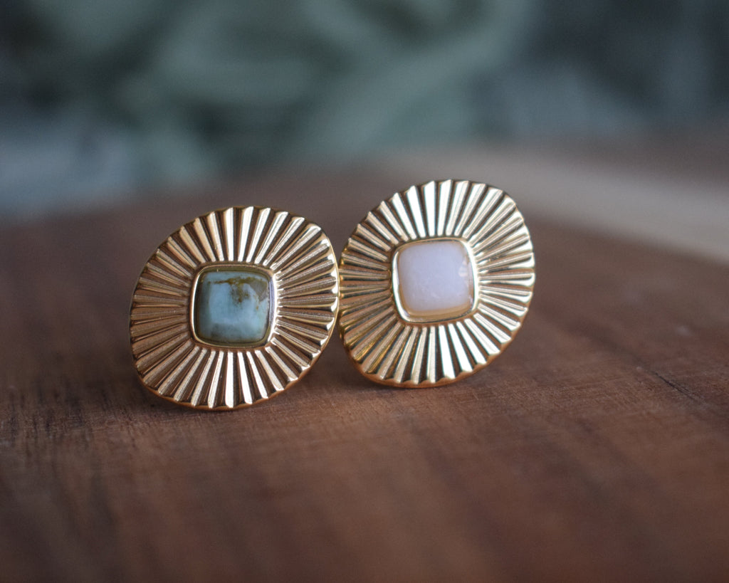 Bague en pierres naturelles - Acier inoxydable