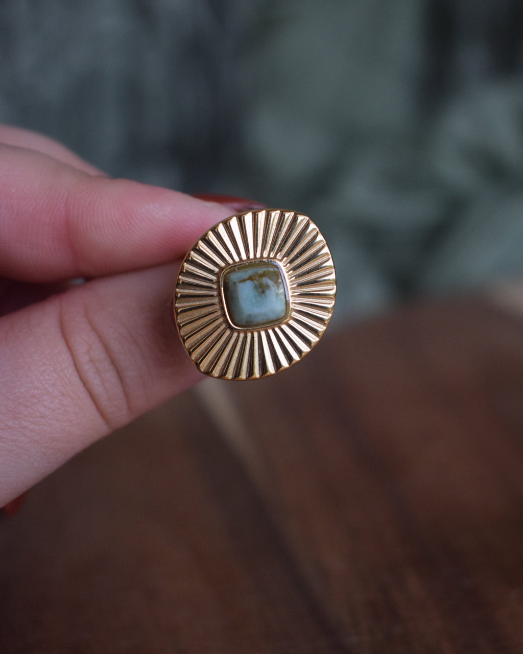 Bague en pierres naturelles - Acier inoxydable