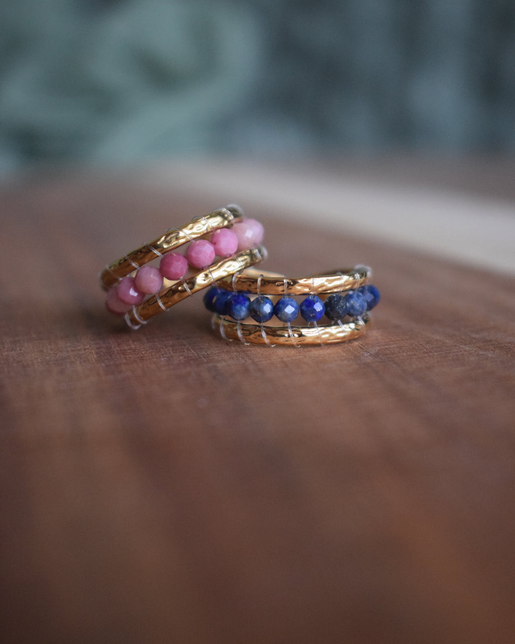Bague en pierres naturelles - Acier inoxydable