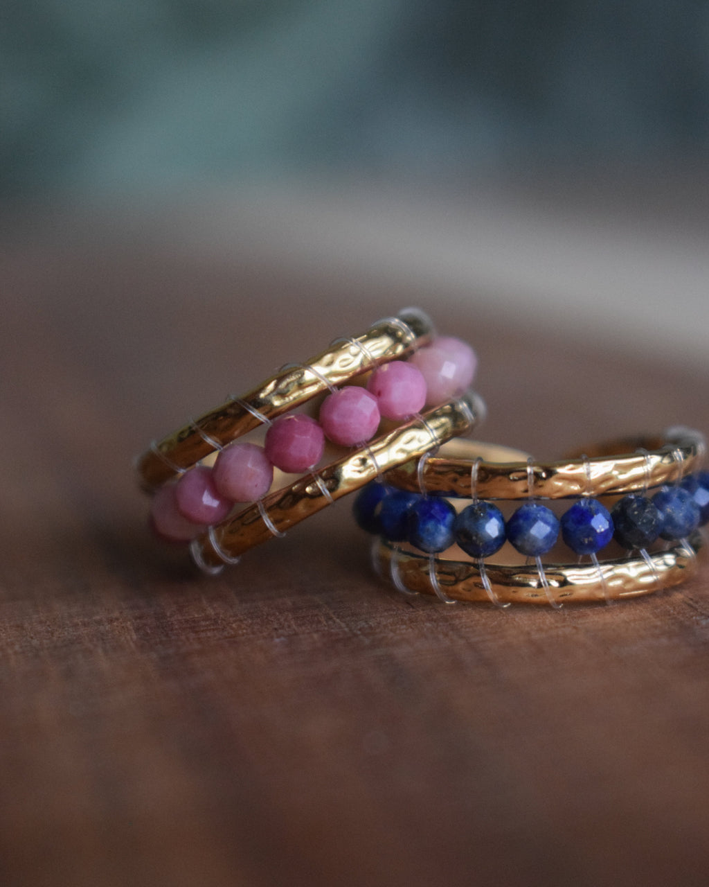 Bague en pierres naturelles - Acier inoxydable