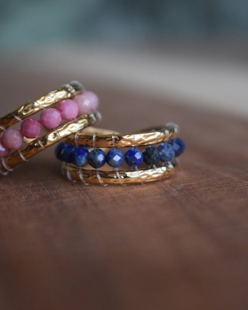 Bague en pierres naturelles - Acier inoxydable