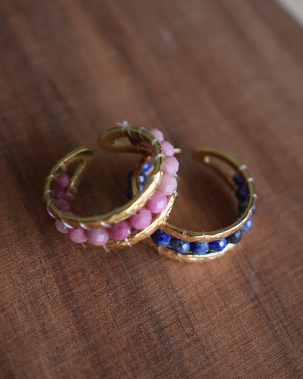 Bague en pierres naturelles - Acier inoxydable