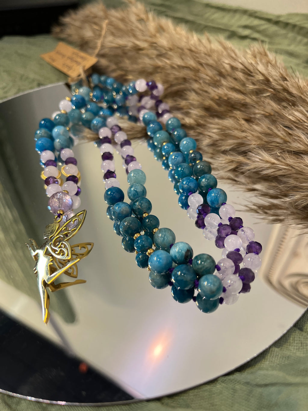 Mala "Aliento de Hada" Apatita - Amatista - Amatista Lavanda