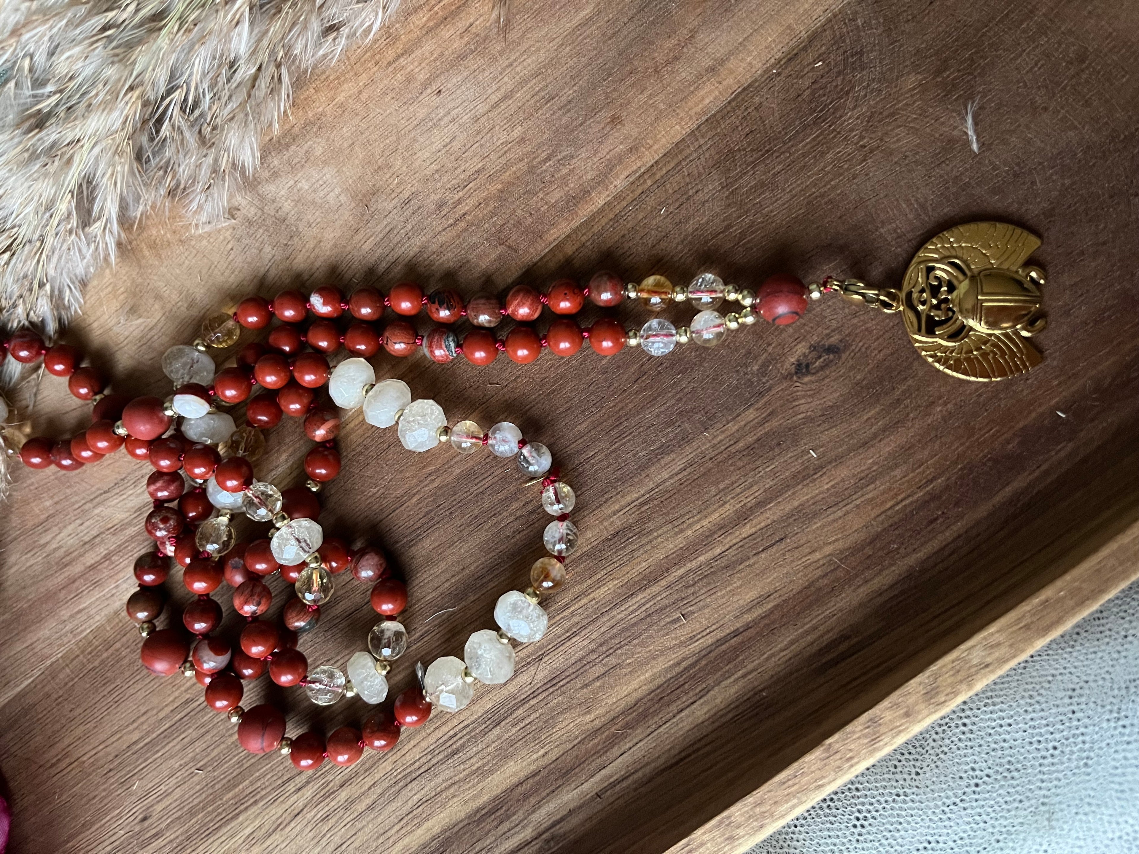 Mala « Souffle Vital » - ÉNERGIE - ANCRAGE - ÉLAN - Jaspe rouge - Citrine