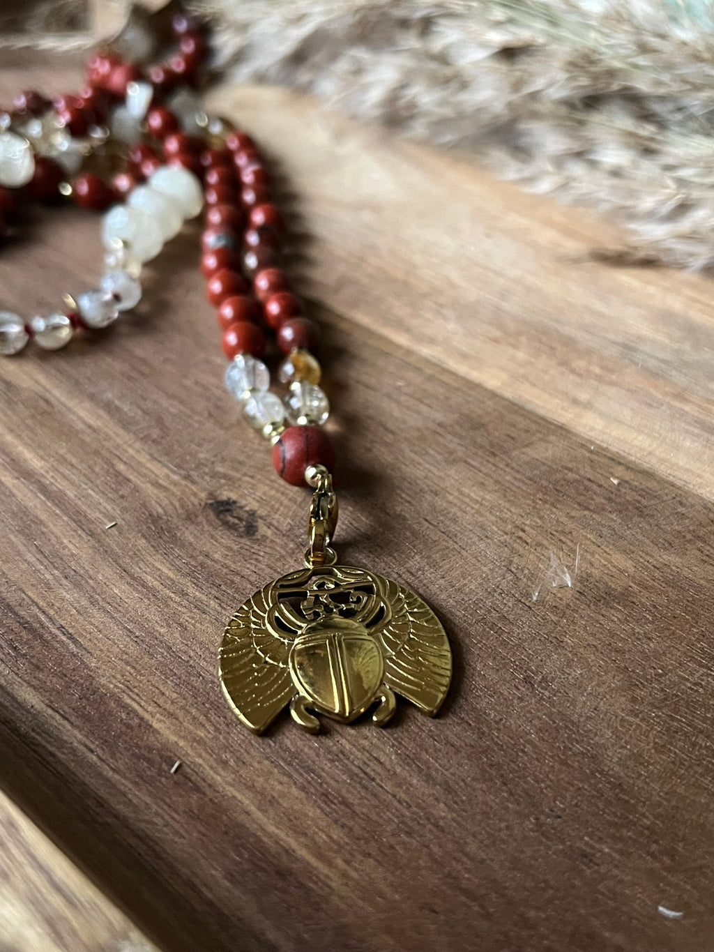 Mala « Souffle Vital » - ÉNERGIE - ANCRAGE - ÉLAN - Jaspe rouge - Citrine