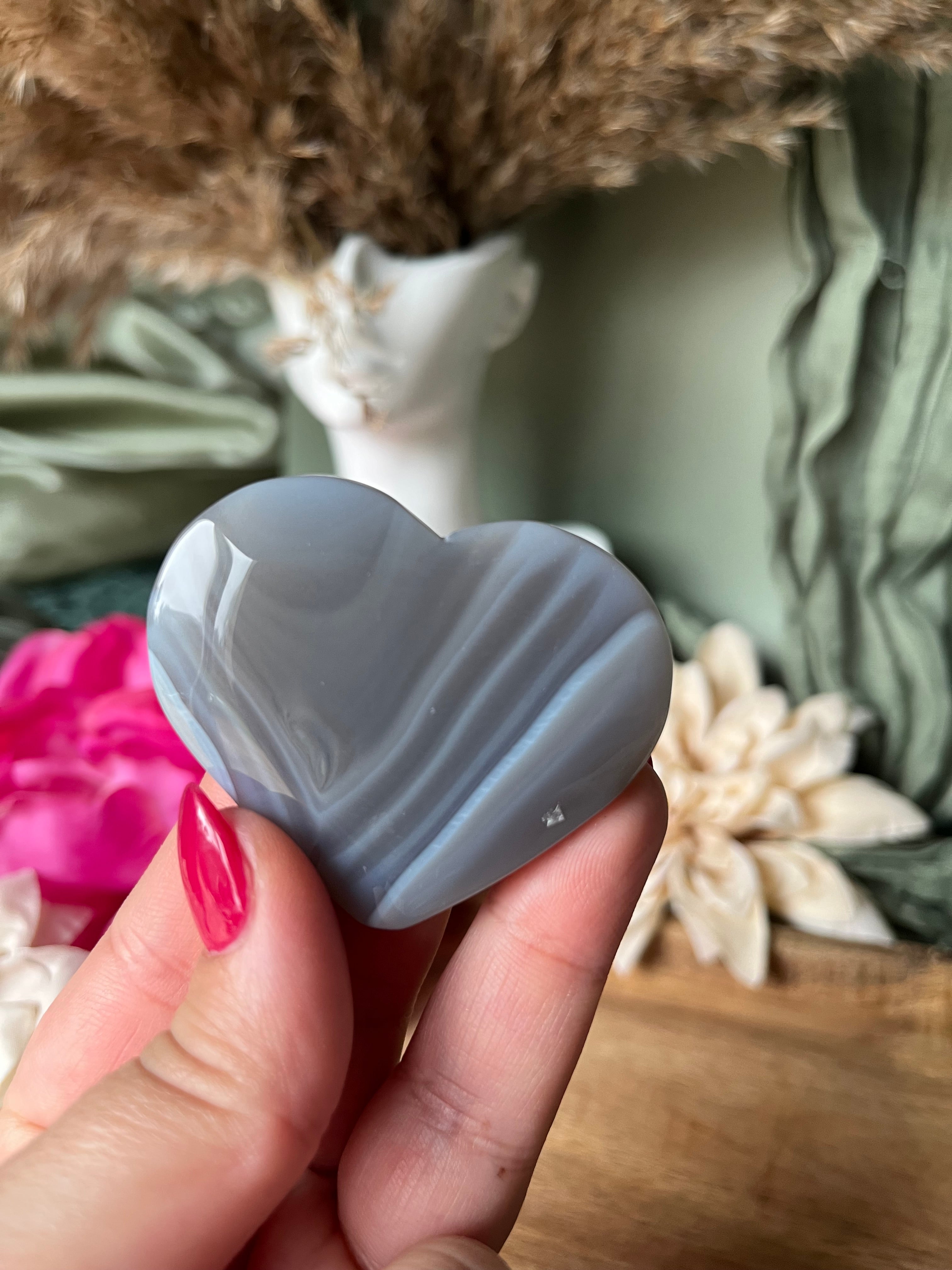 Galet Cœur - DOUCEUR - APAISEMENT - STABILITÉ - Agate grise