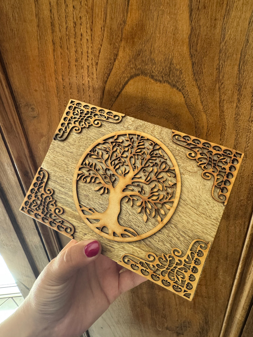 Boîte de rangement en bois - Arbre de vie