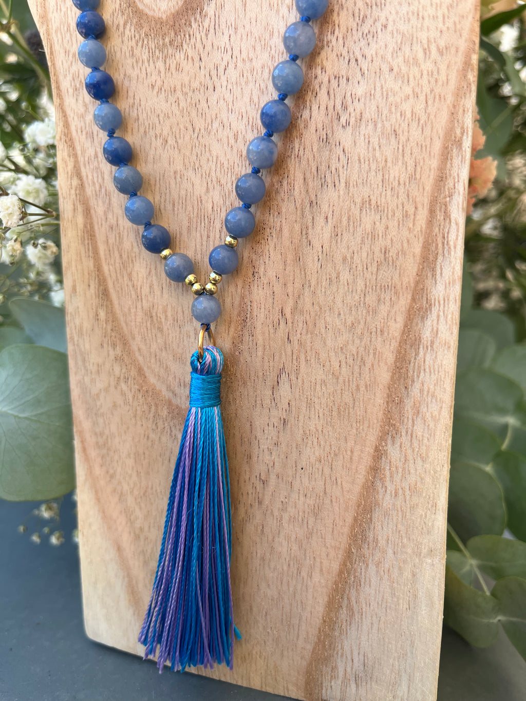 Mala "Harmonie Bleue" - SERENITE - HARMONIE - EXPRESSION - Aventurine bleue - Amazonite - Calcédoine