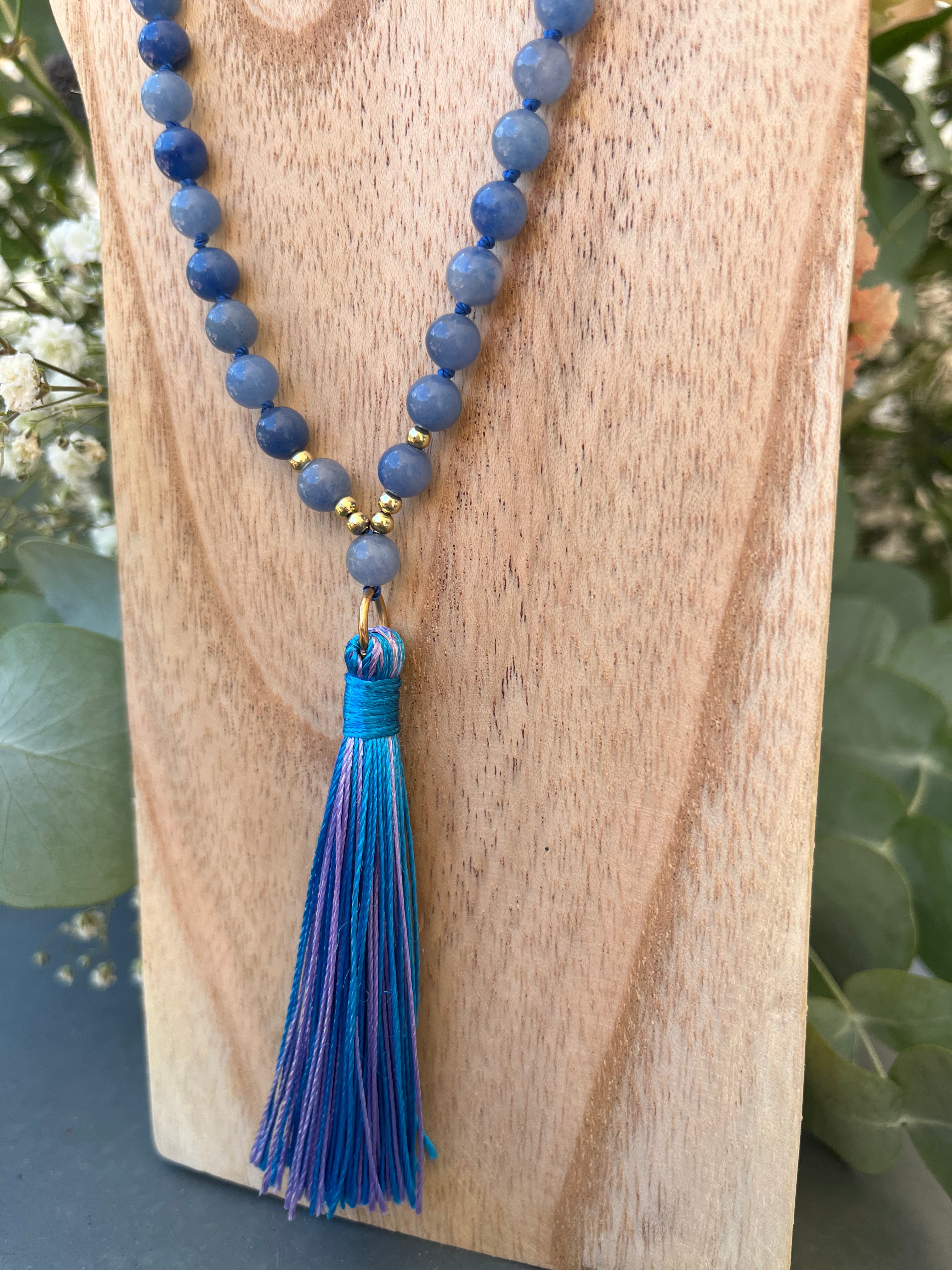 Mala "Harmonie Bleue" - SERENITE - HARMONIE - EXPRESSION - Aventurine bleue - Amazonite - Calcédoine