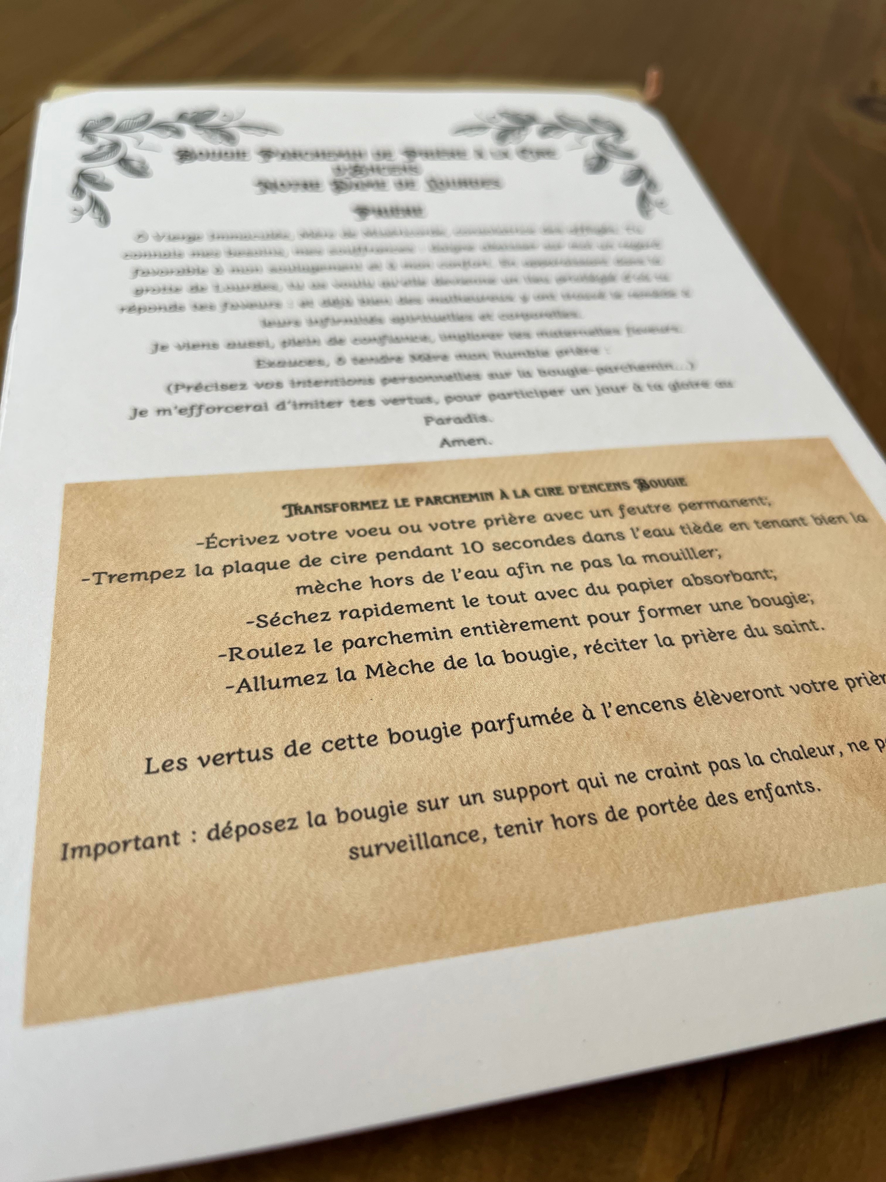 Bougie Parchemin - Notre dame de lourdes