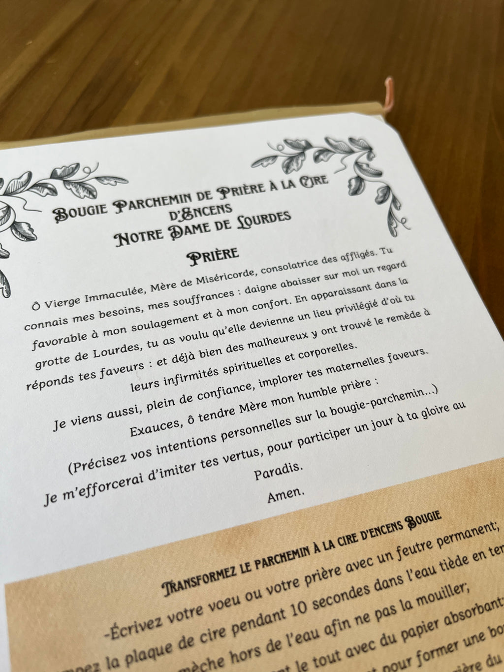 Bougie Parchemin - Notre dame de lourdes
