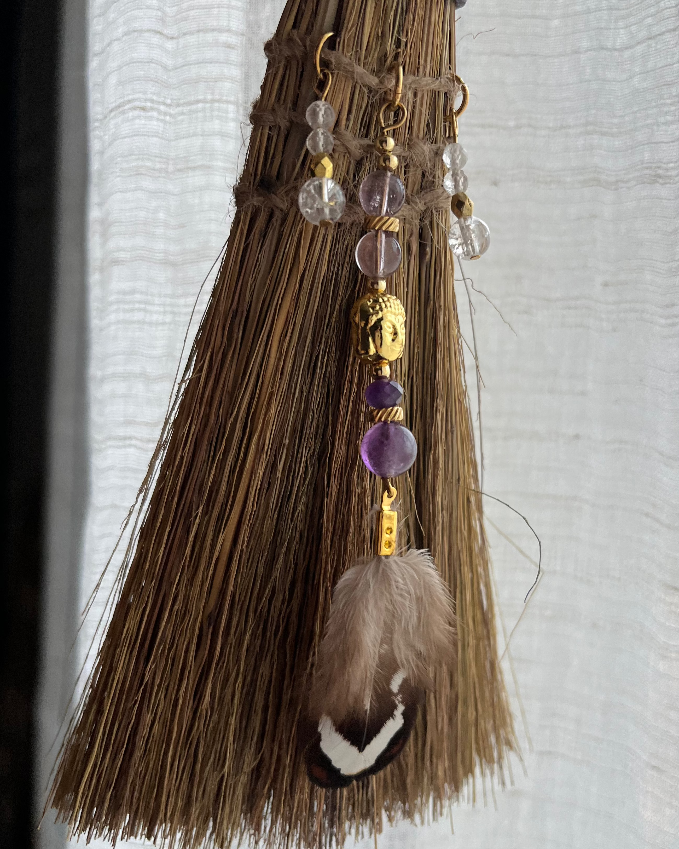 Balai Rituel - Améthyste & Cristal de roche