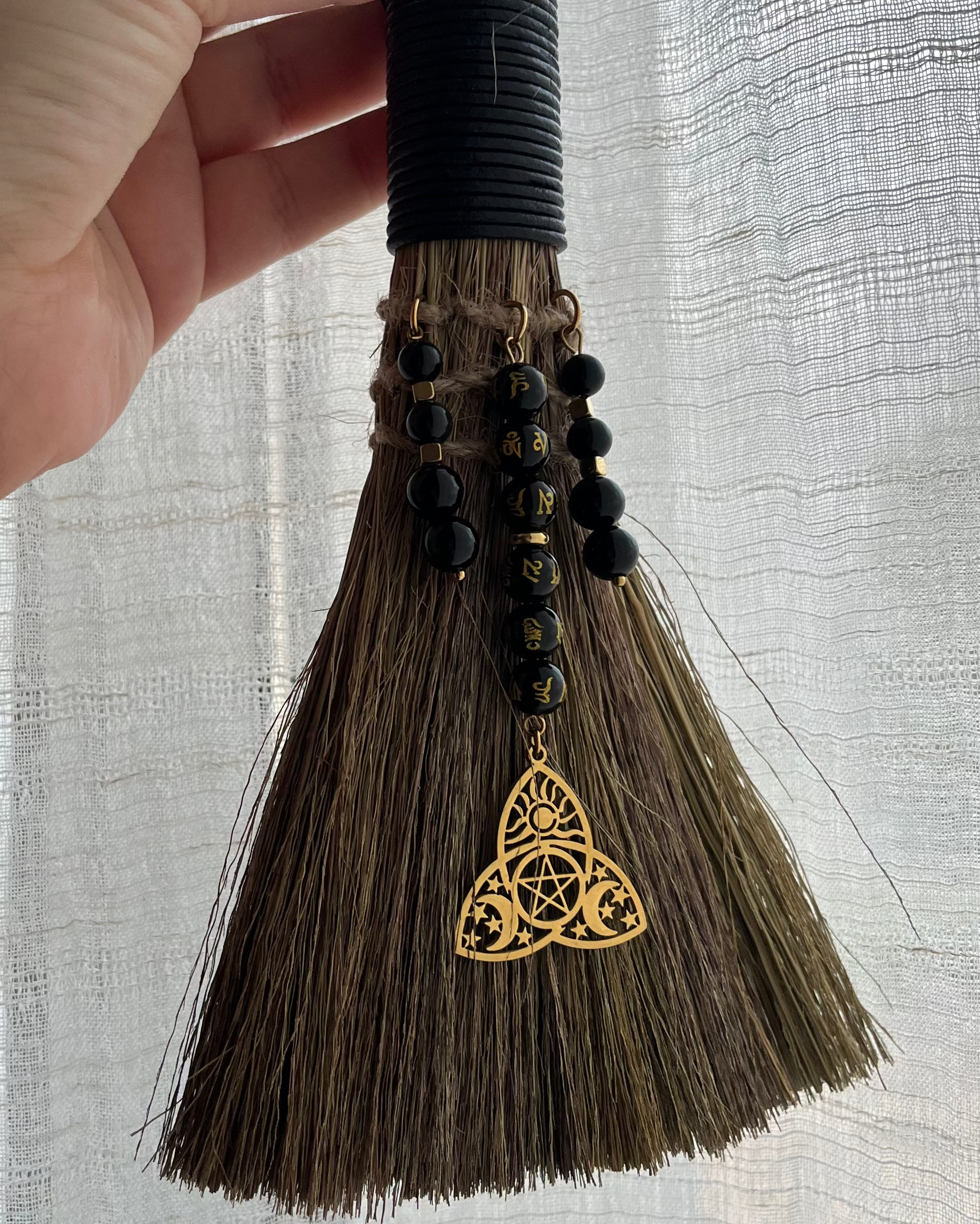 Balai Rituel - Obsidienne & Obsidienne céleste