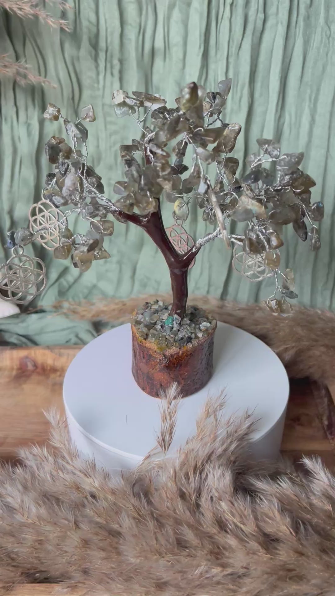 Arbre du Bonheur - PROTECTION - INTUITION - ÉLÉVATION INTÉRIEURE - Labradorite & Grains de vie
