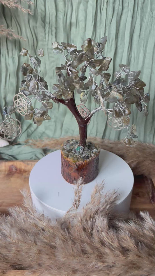 Arbre du Bonheur - PROTECTION - INTUITION - ÉLÉVATION INTÉRIEURE - Labradorite & Grains de vie
