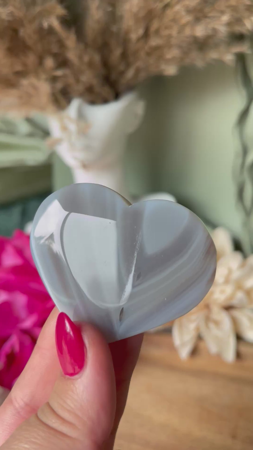 Galet Cœur - DOUCEUR - APAISEMENT - STABILITÉ - Agate grise