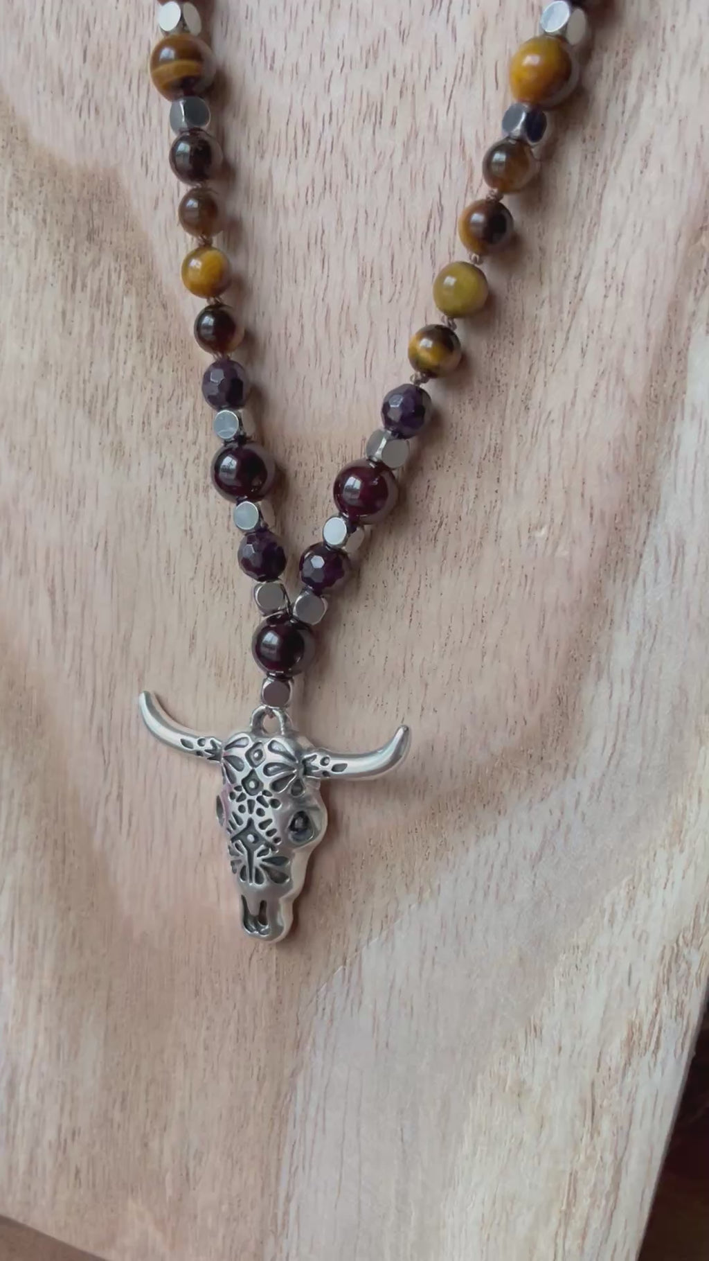 Mala « Âme guerrière » - FORCE - COURAGE - Grenat - Œil de tigre