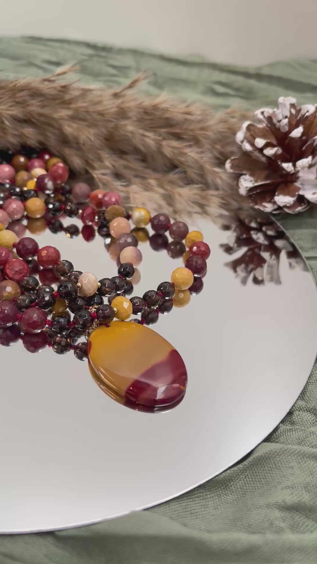 Mala « Terre Brune » - SAGESSE INTÉRIEURE - STABILITÉ - ANCRAGE - Mookaite - Quartz fumé