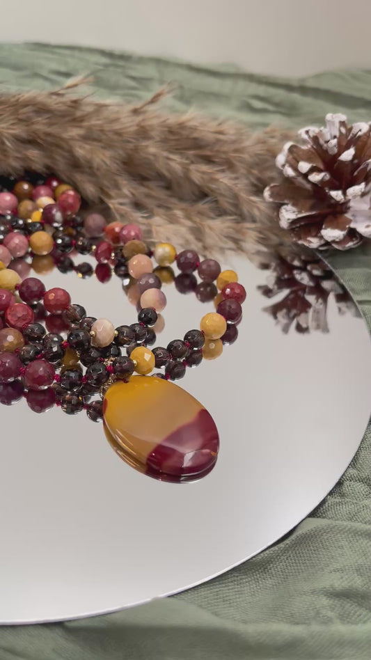 Mala « Terre Brune » - SAGESSE INTÉRIEURE - STABILITÉ - ANCRAGE - Mookaite - Quartz fumé