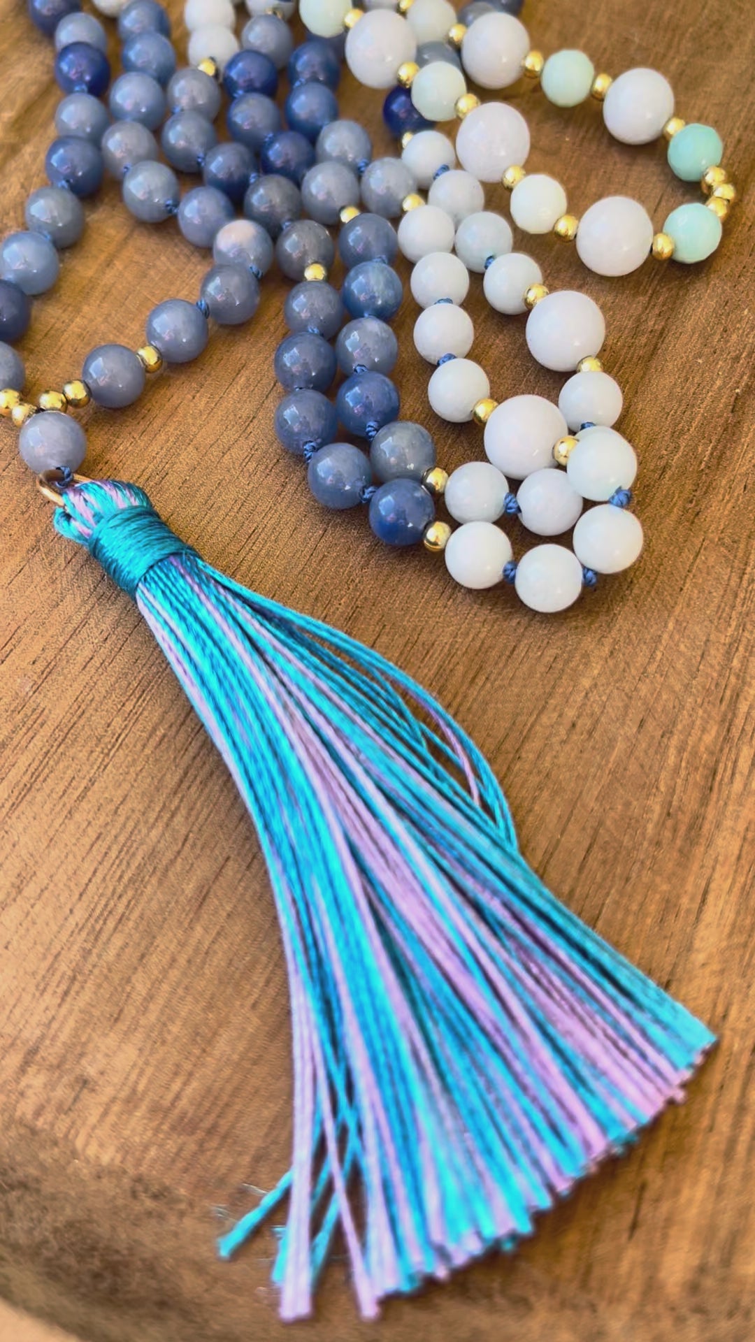 Mala "Harmonie Bleue" - SERENITE - HARMONIE - EXPRESSION - Aventurine bleue - Amazonite - Calcédoine