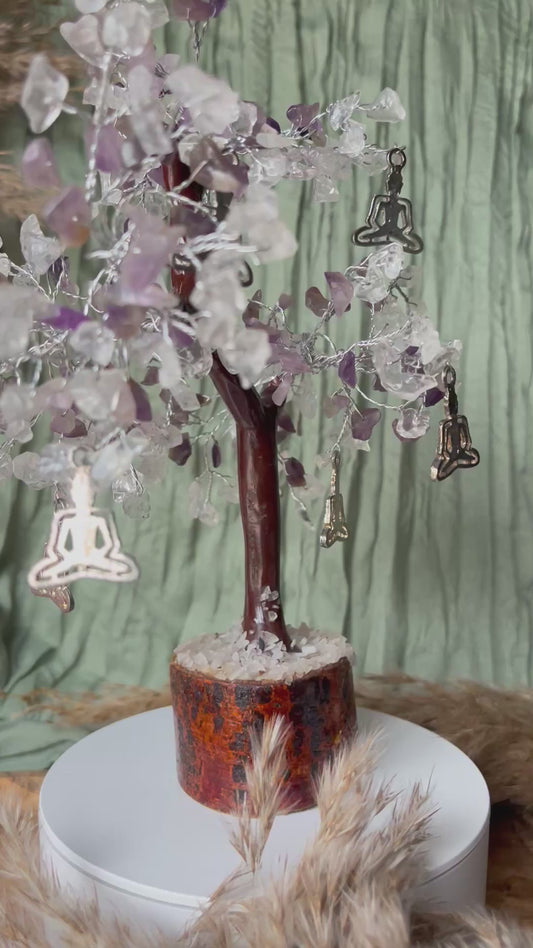Arbre du bonheur - HARMONIE - PROTECTION -ÉLÉVATION - Cristal & Améthyste