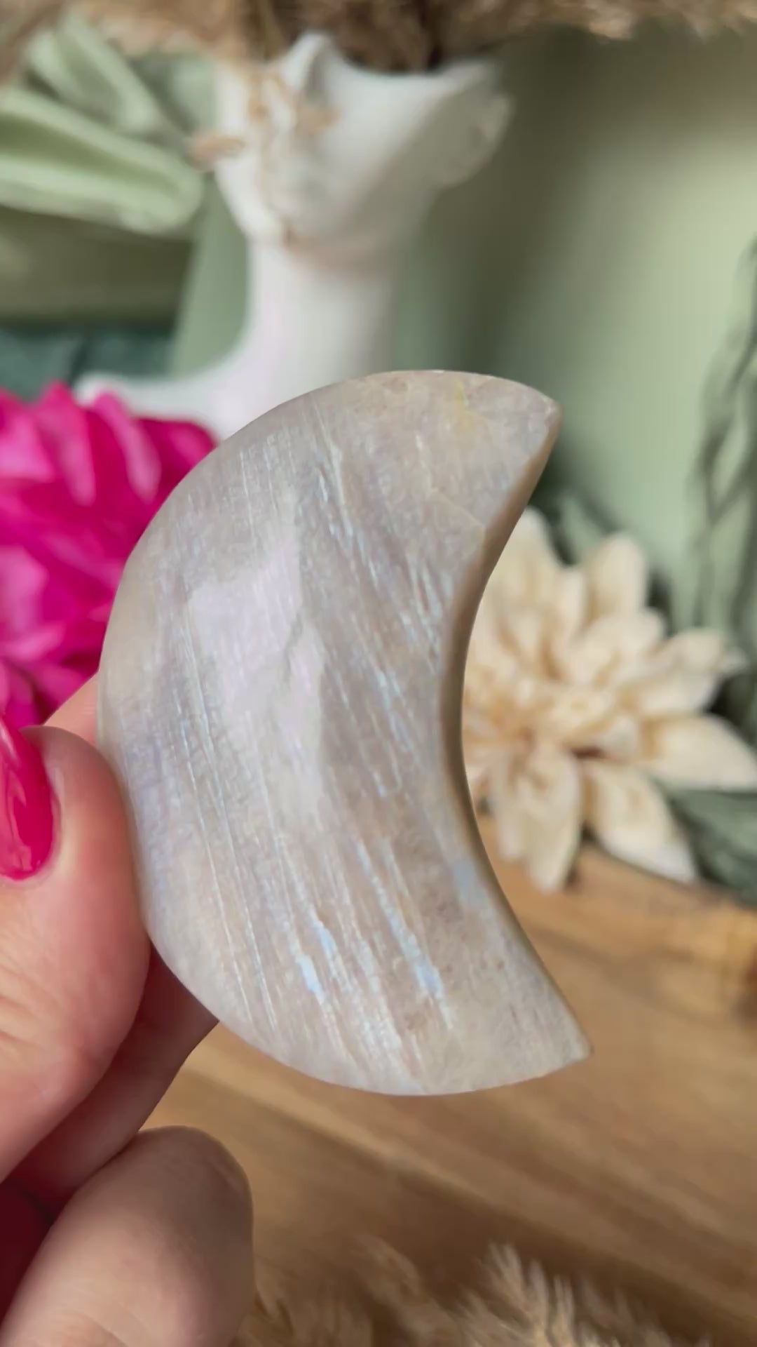 Croissant de lune - INTUITION - APAISEMENT - FÉMININ SACRÉ - Pierre de lune beige