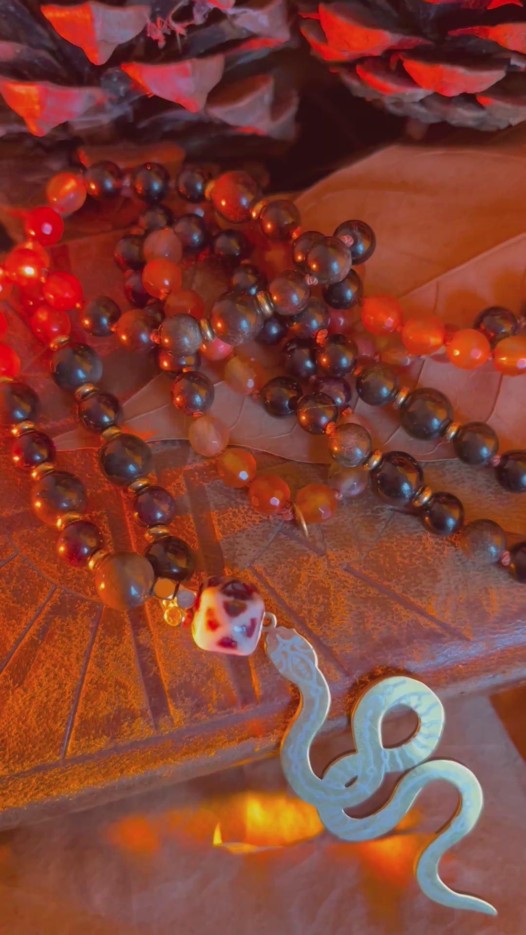 Mala “Le Serpent” – PUISSANCE - MÉTAMORPHOSE - FEU INTÉRIEUR - Cornaline - Obsidienne dorée - Grenat