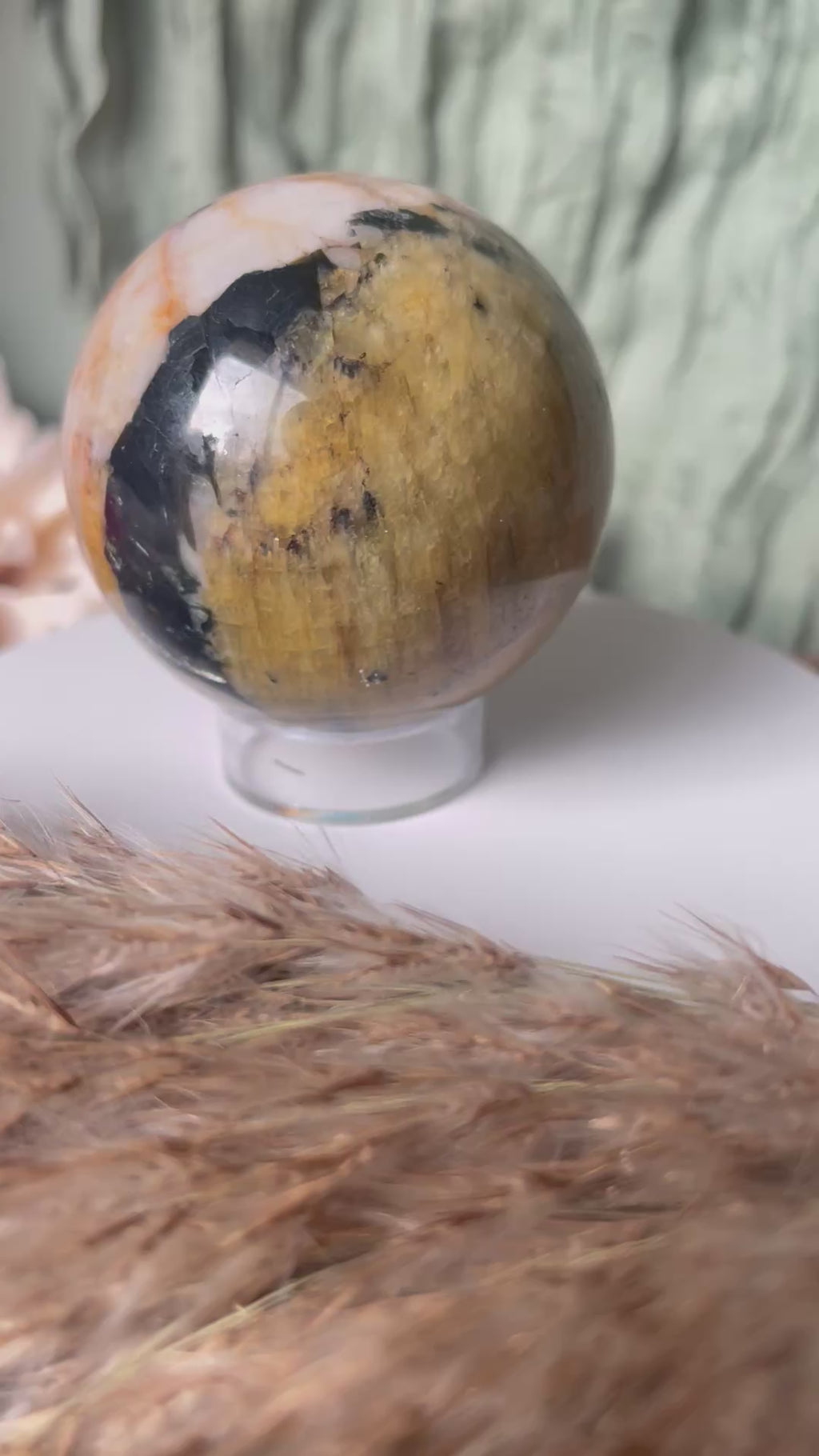 Sphère - PROTECTION - ANCRAGE LUMINEUX - Tourmaline noire sur Quartz