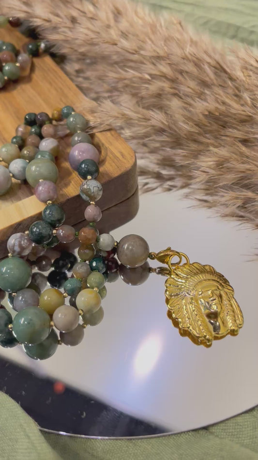 Mala « Harmonie Indienne » - ANCRAGE - ÉQUILIBRE - INTUITION - Agate indienne